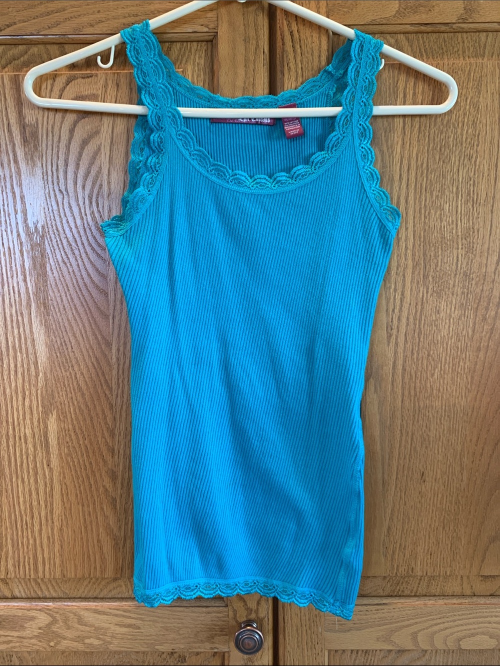 Epic Threads Turquoise Ribbed Lace-Trim Tank